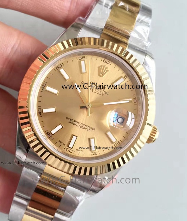 Replica Rolex Datejust II Watch Oyster Two Tone Gold Face